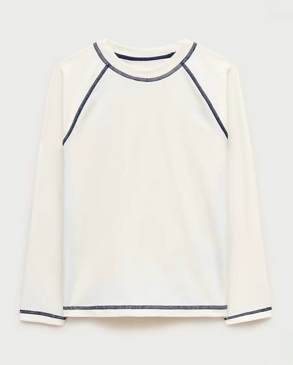 NWT J.Crew Crewcuts Kids' Baseball Long Sleeve Rash Guard Ivory Size XL (12-13)